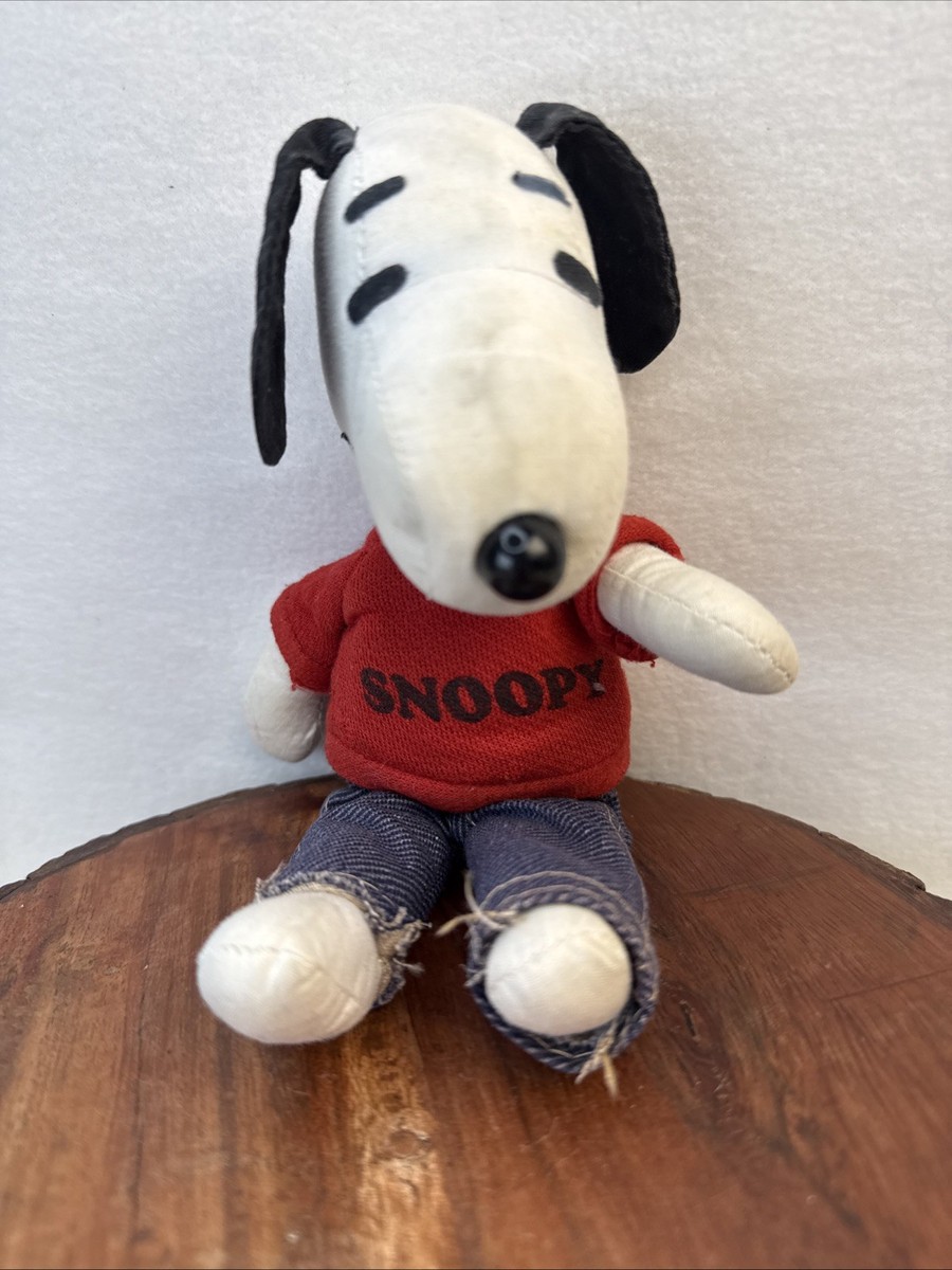 Vintage 1958 1968 Snoopy Plush Doll 8” Original Clothing Red Shirt