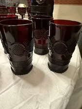 Avon Cape Cod Ruby Red Tall Beverage Glasses – Set of 4 – 5.5” × 3” Vintage Ware