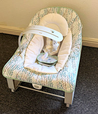 Joie Bouncing Chair Baby Bouncer Seat with Toy Bar & Harness, Grey/White