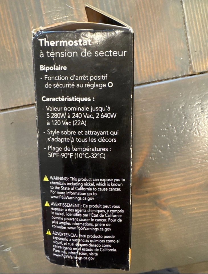 Cadet Double Pole 4-Wire Mechanical Wall Thermostat f/ Electric Baseboard T522-W - Image 2 of 2