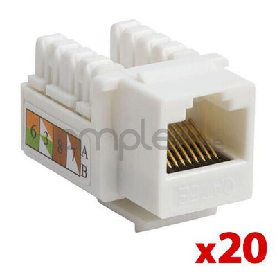 Cat5E Punch Down Keystone Jack RJ45 CAT5 White Lot of 20 NEW