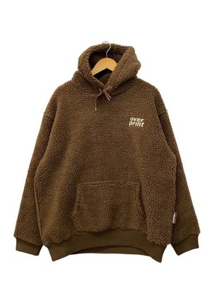 Overprint Hoodie, Size L, Polyester, Brown/White, Solid Color