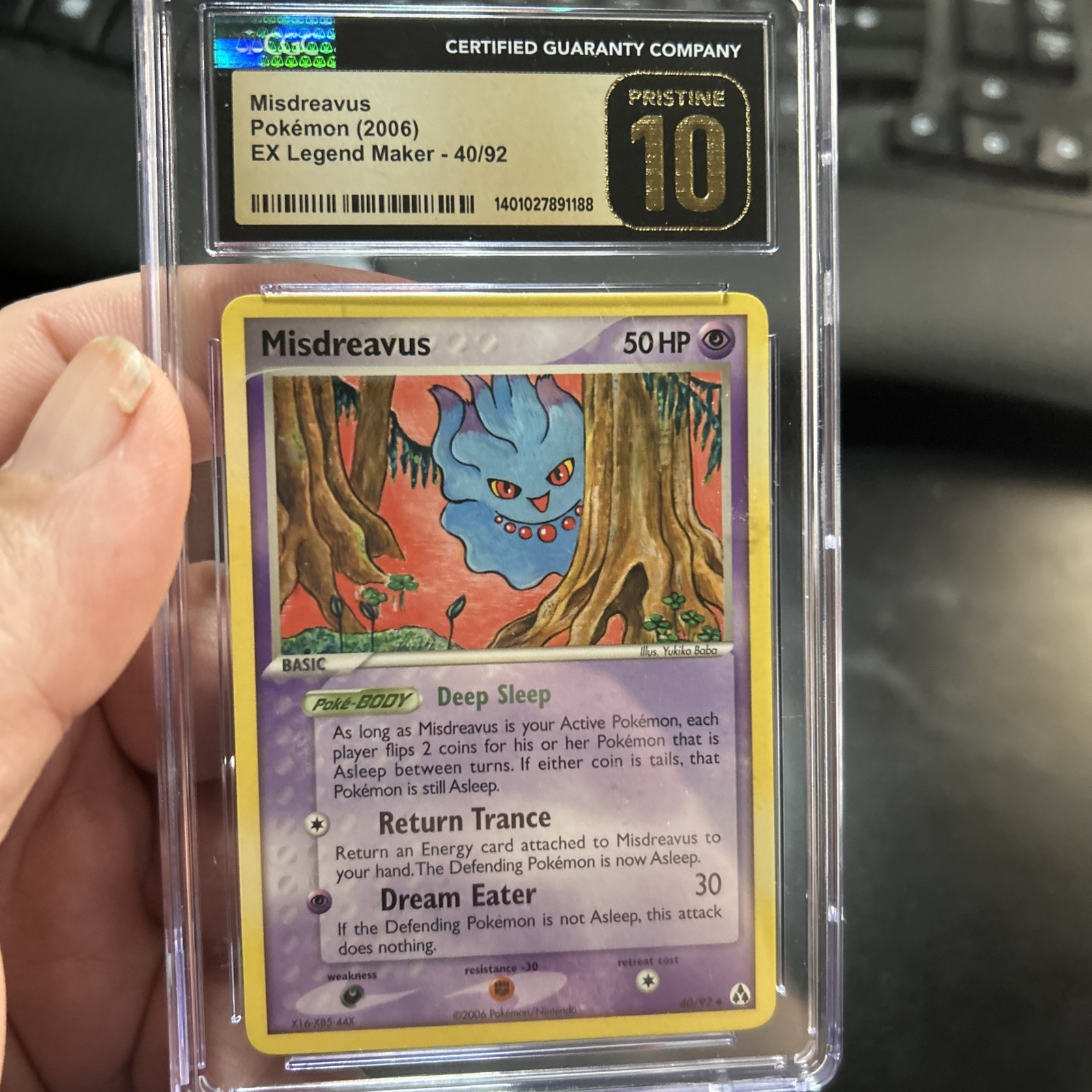 Pokemon ex Legend Maker 40/92 Misdreavus Card CGC Prestine 10