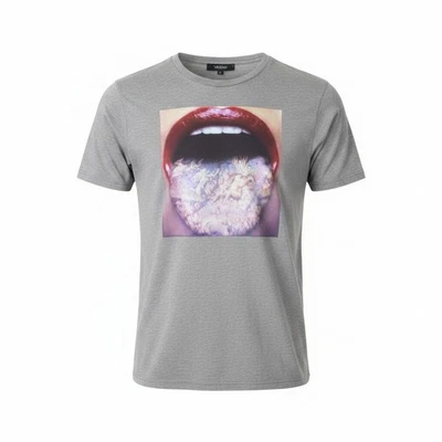 Vking T-Shirt Homme M Gris Coton Pur Imprimé Logo Col Rond Manches Courtes - Photo 1/4
