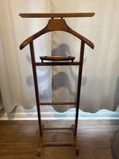 Vintage SPQR Made in Italy Wood Valet Butler Stand Light Blonde Color 42" Tall