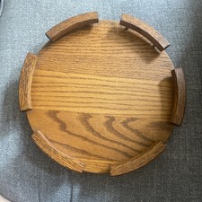 Solid Oak W/Railing 13” Lazy Susan The Myers Mill Woodcrafters Vtg