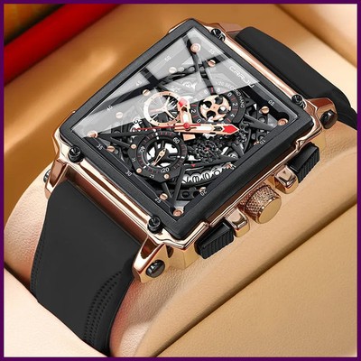 Reloj deportivo hombre cronógrafo ejército cuarzo correa silicona cuadrado