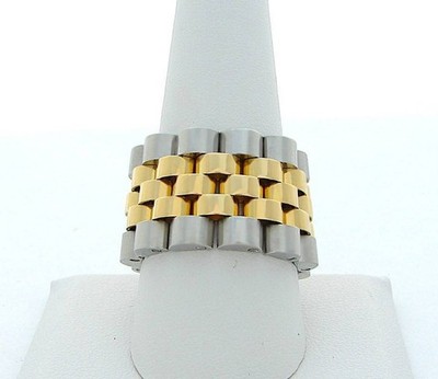 ROLEX STAINLESS 18K GOLD JUBILEE LINK RING MM ORIGINAL