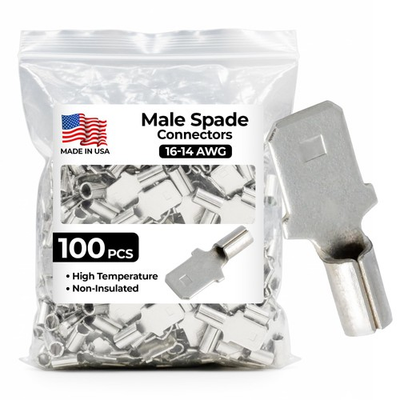 #ad 100 Pcs High Temperature Non Insulated Male Spade Connectors 16 14 Gauge Qu... $21.82
