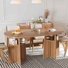 63” Oval Dining Table for 4-6 People, Modern Dinner Table with Heavy Duty Legs