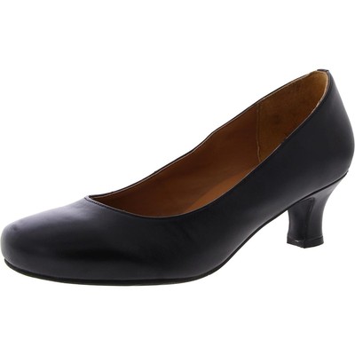 Array Womens Flatter Black Leather Kitten Heels Shoes 8 Wide (C,D,W) BHFO 4087