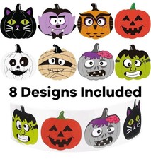 100 Happy Halloween ASSORTED 1" ENVELOPE STICKERS LABELS Party Favor PUMPKINS