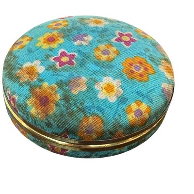 Vintage Europa Alarm Clock Travel Case Floral Blue Gold Tone
