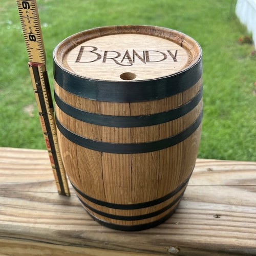 Oak Wood Barrel/Keg Liquor Dispenser, Engraved Brandy, 1 qt, Metal Tap