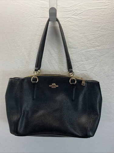 Coach Carryall M F1723 F57520 "Christie" borsa a tracolla in pelle nera con ciottoli portare tutto