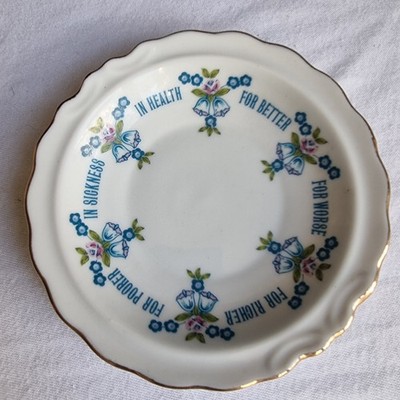 Vintage japanischer Deko Teller - ''Zum Besseren oder Schlechtenen'' Hochzeit Gelübde Design 