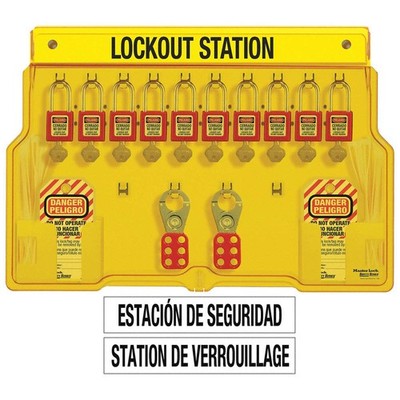 MASTER LOCK 1483BP410ES Lockout Station,10 Locks,Keyed Diff 3WPC5