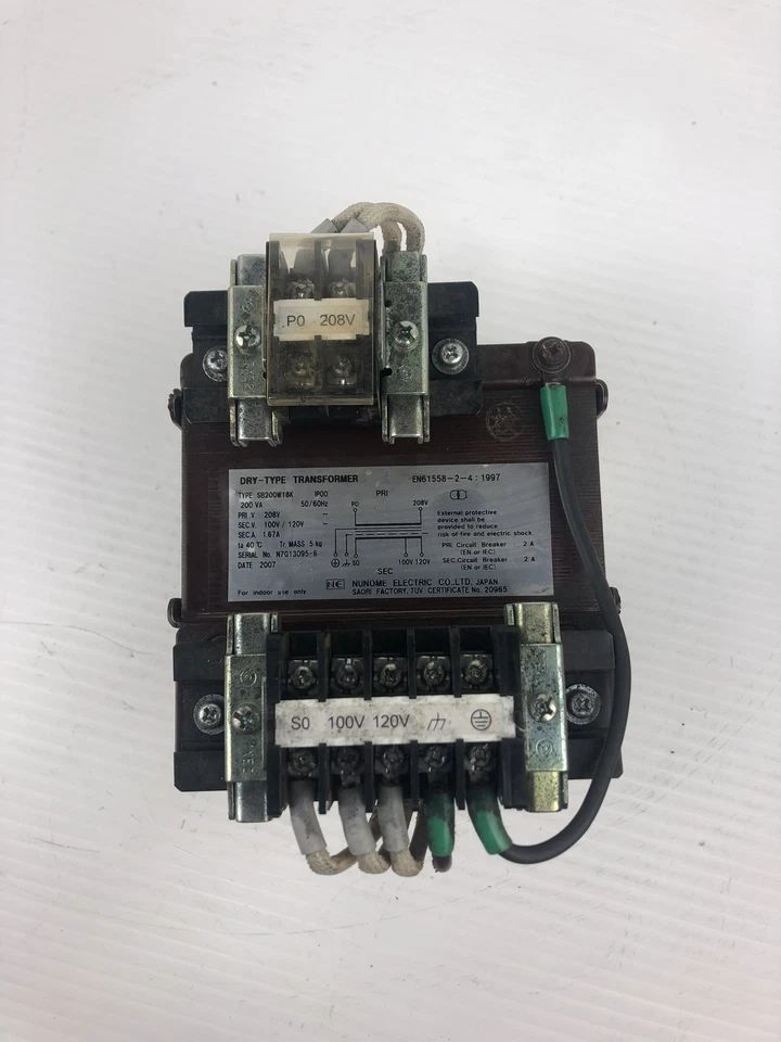 Transformador eléctrico Nunome SB200W18K tipo seco 200VA 50/60 Hz 1 fase Foto 4 de 4