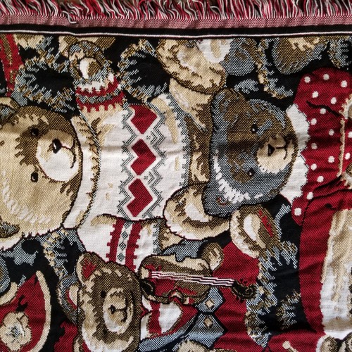 Vintage Christmas Throw Blanket 90s Northwest Co. Santa Teddy Bear Made In USA - Picture 4 of 10