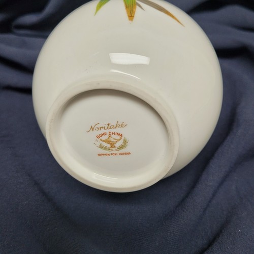 Noritake Nippon Toki Kaisha Bud Vase Green Bamboo 7 1/4" Gold Rim - Picture 5 of 7