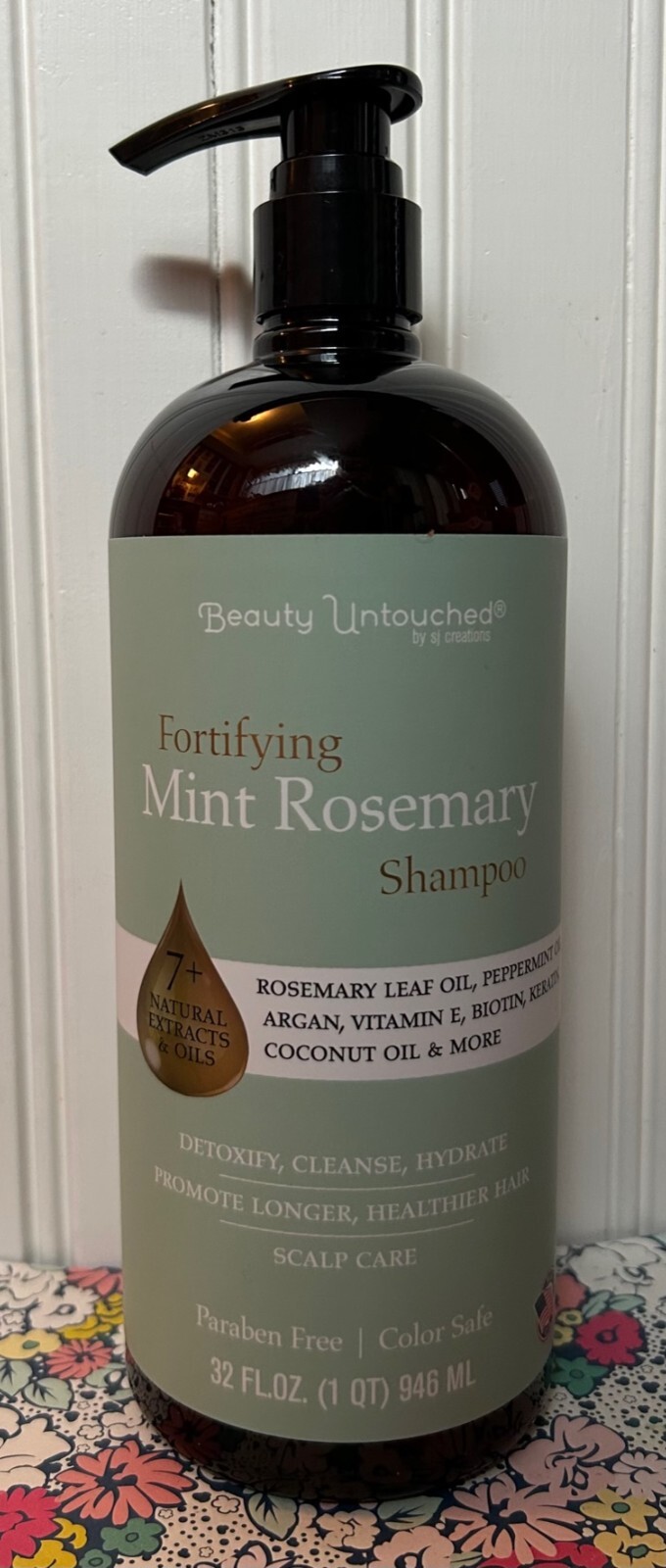 BEAUTY UNTOUCHED by SJ CREATIONS FORTIFYING MINT ROSEMARY SHAMPOO 32 OZ