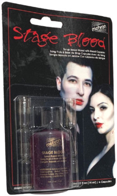 MEHRON RED BLOOD .5 OZ + 6 EMPTY CAPSULES Fake Makeup Halloween Special Effects