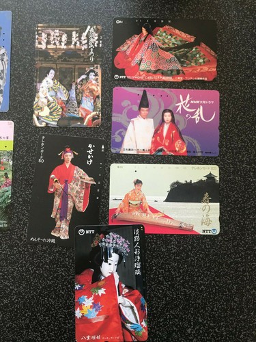Schede telefoniche giapponesi cultura kimono x14 usate set combinati anni 1000 OTTIME - Foto 4 di 4