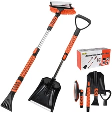 42'' Ice Scraper and Extendable Snow Brush Emergency Snow Shovel Snow Broom with