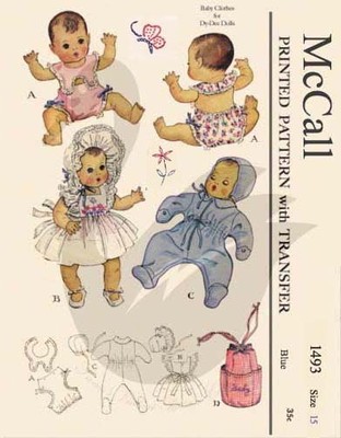 Reproduktion Vintage Dy-Dee Puppenkleidung Schnittmuster M1493