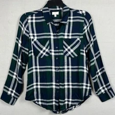 Lucky Brand Long Sleeve Button Down Shirt  Womens Size Small Plaid 50% Modal
