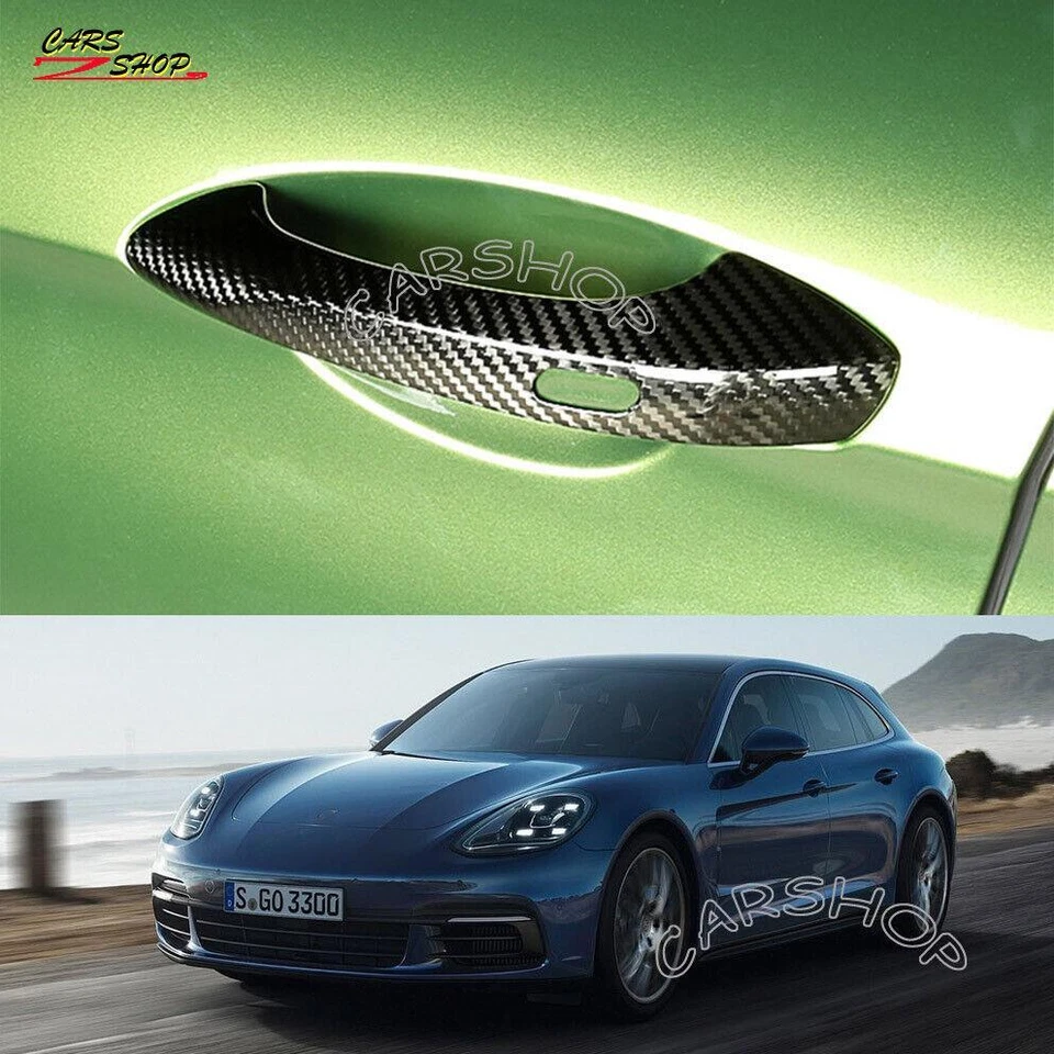 Dry Real Carbon Fiber Door Side Handle Cover W Sensor For Porsche Panamera 17-21 Foto 2 de 4
