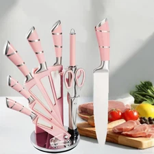 Kitchen Knife 9-Piece Kitchen Knife Set with Acrylic Block Non Stick Cleaver Set