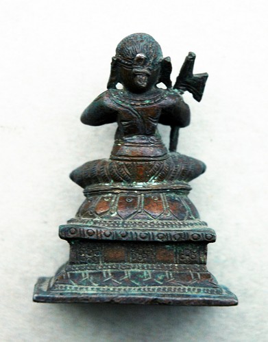 Bronze-Figur Miniatur Indien 18. Jahrhundert Beter mit Axt Selten alte Sammlung - Bild 2 von 6