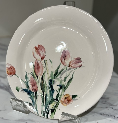 Pier 1 Imports Floral Tulip Ironstone 9" Salad Plate Set Of 3 Retired - Picture 6 of 6
