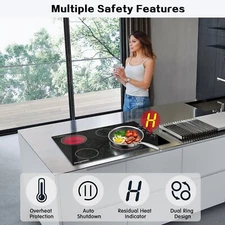 Amzgachfktch 30inch Built-in Electric Hob Cooktop Stove Top Ceramic 4 Burners