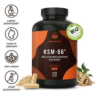 Bio Ashwagandha Extrakt (KSM-66®) , 210 Kapseln, TRUE NATURE®
