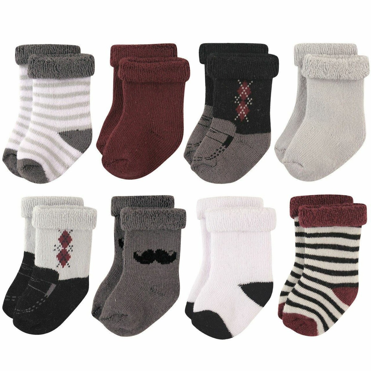 Hudson Baby Rolled Cuff Crew Socks, 8-Pack, Gentleman | eBay
