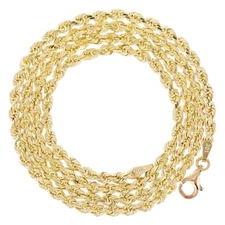 10k Yellow Gold Solid Diamond Cut Rope Chain Necklace 18" 3mm 12.9 grams