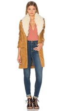 Free People Lady Lane Faux Fur Coat Jacket Brown Uk S 8 - 10 Rrp £268 Corduroy