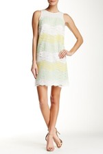 Maggy London Stripe Lace Sleeveless Dress Mint Combo 6 SWI