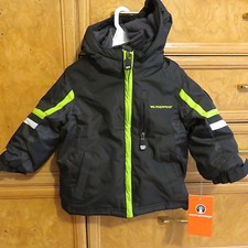 Boys Weatherproof double zipper warm wintercoat black with hood size 2T NWT 70