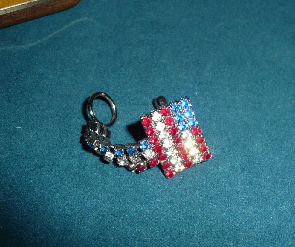 Patriotic Cufflinks Flag Rectangular Red White Bl… - image 4