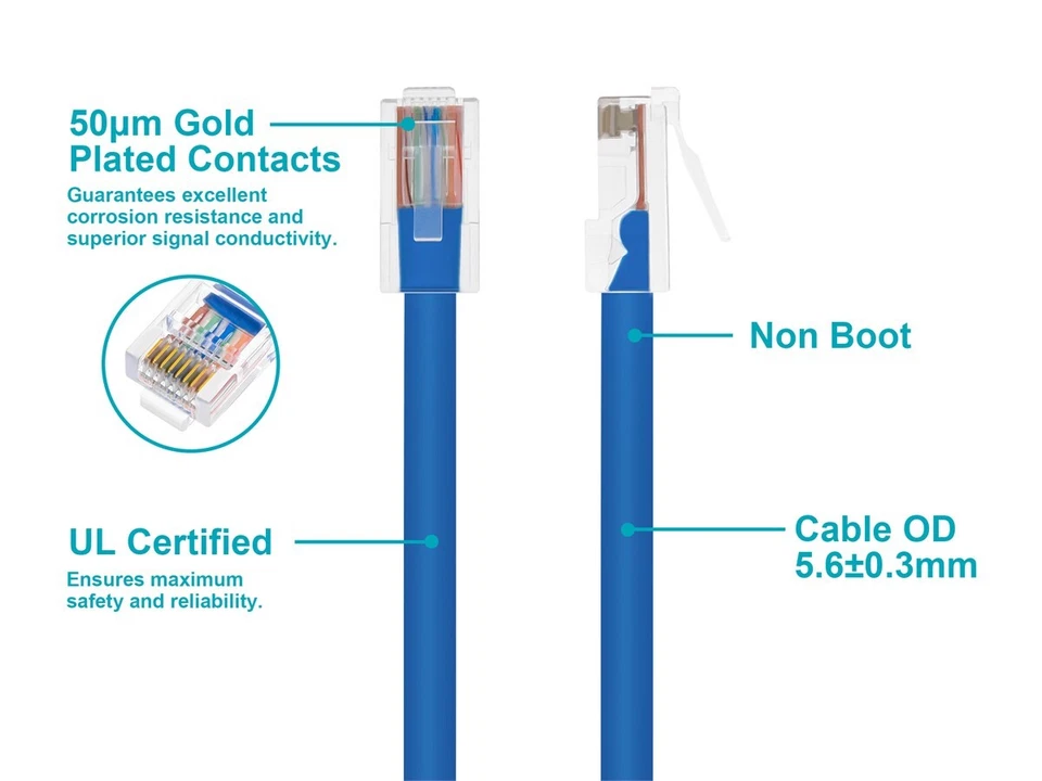 Monoprice 1FT 24AWG Cat5e 350MHz UTP Ethernet Bare Copper Network Cable 10 Pack - Image 4 of 4