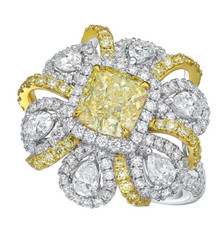 Gorgeous 3.35CT Yellow Citrine Pear Cut Cubic Zirconia Wedding Party Ring