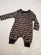 Charcoal with White dashes Unisex Romper by Tu - up to 1 month