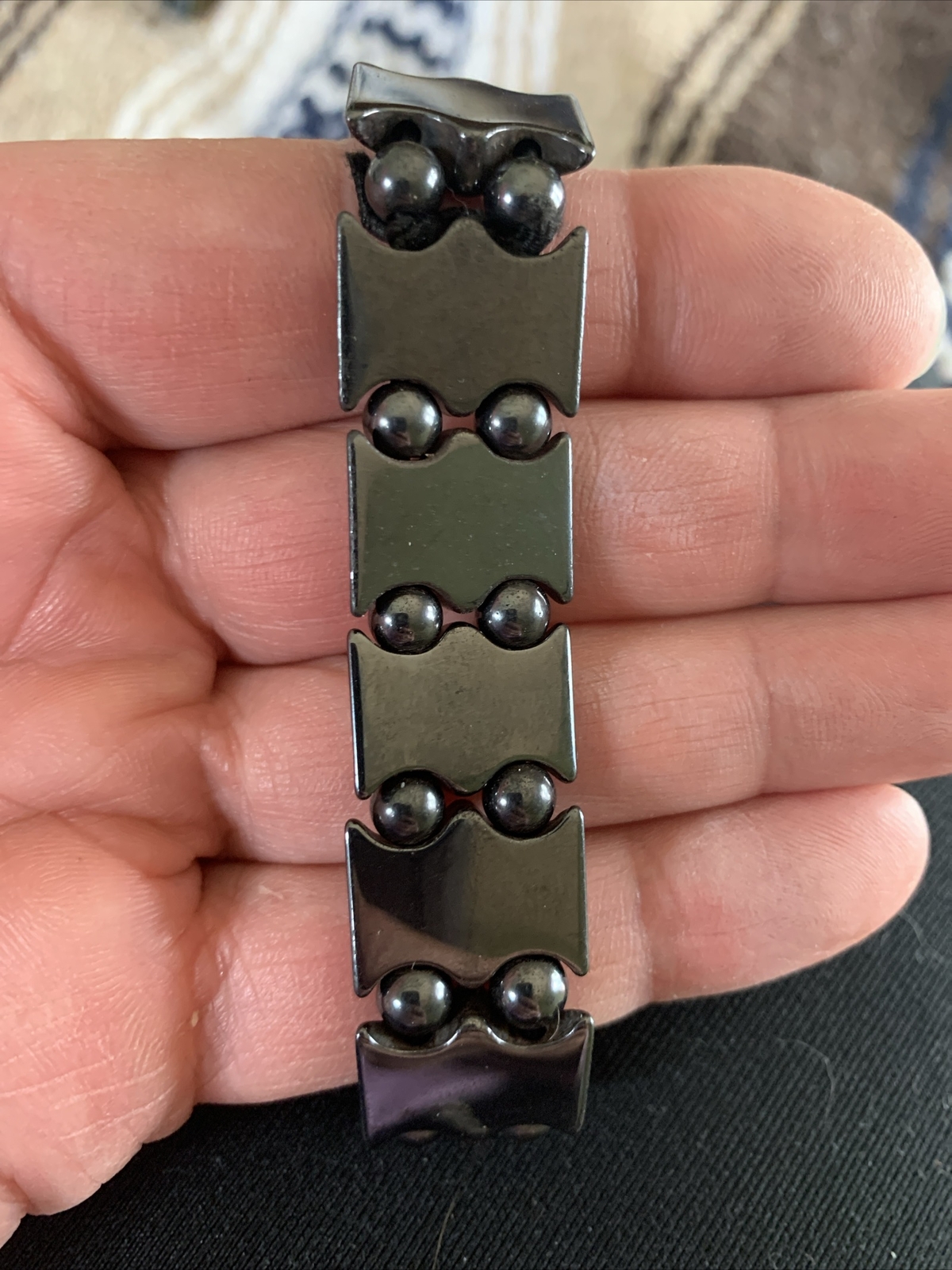 Black Hematite Statement Bangle Bracelet Kitsch R… - image 2