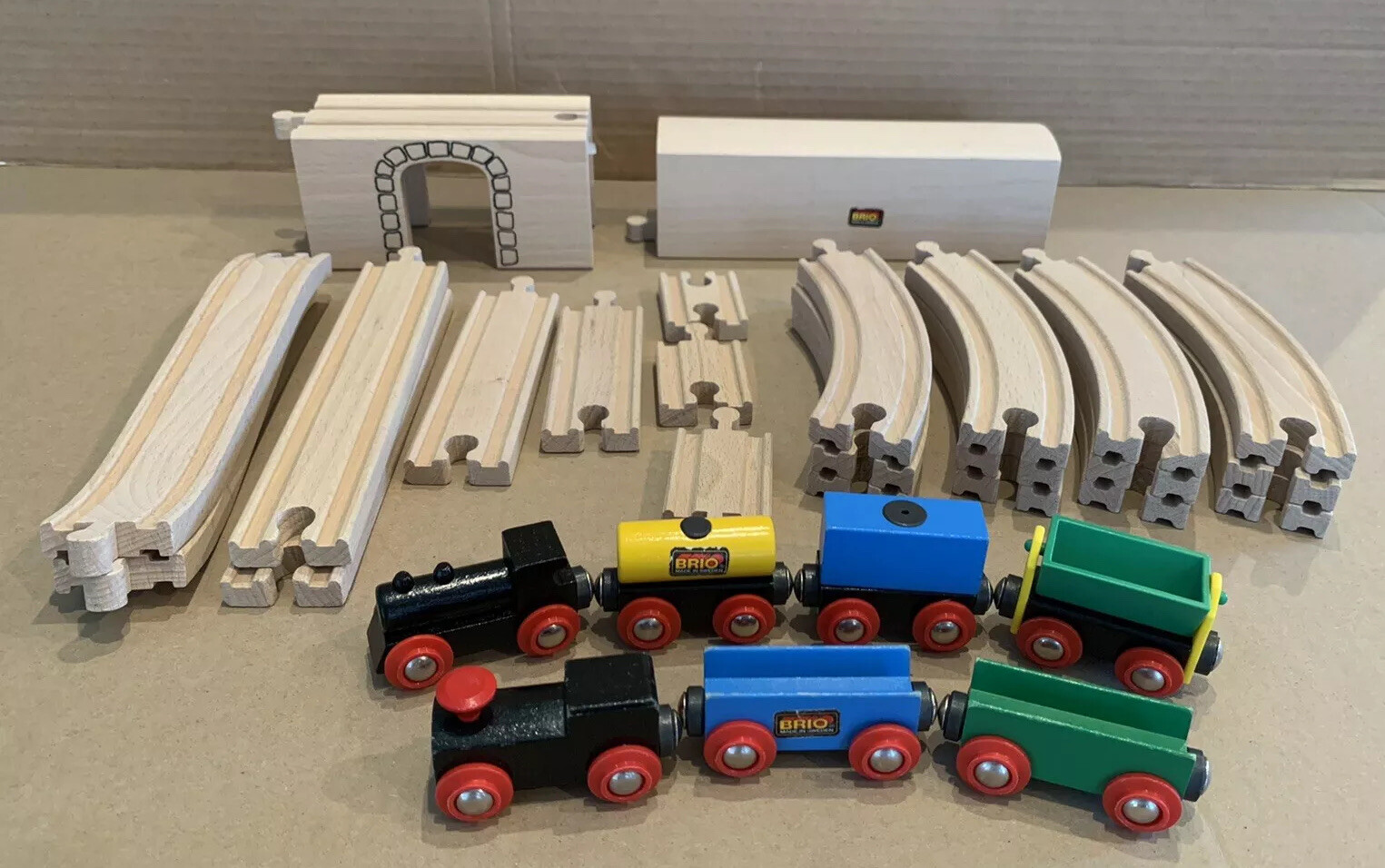 vintage wooden train set