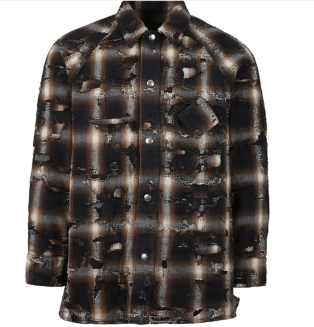 GIVENCHY giacca trapuntata marrone e nera effetto invecchiato camicia trapuntata taglia small