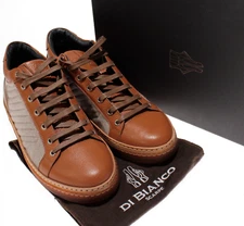 Di Bianco NWB The Boxer Wool & Deerskin Sneakers Size 9.5 US In Brandy / Gray