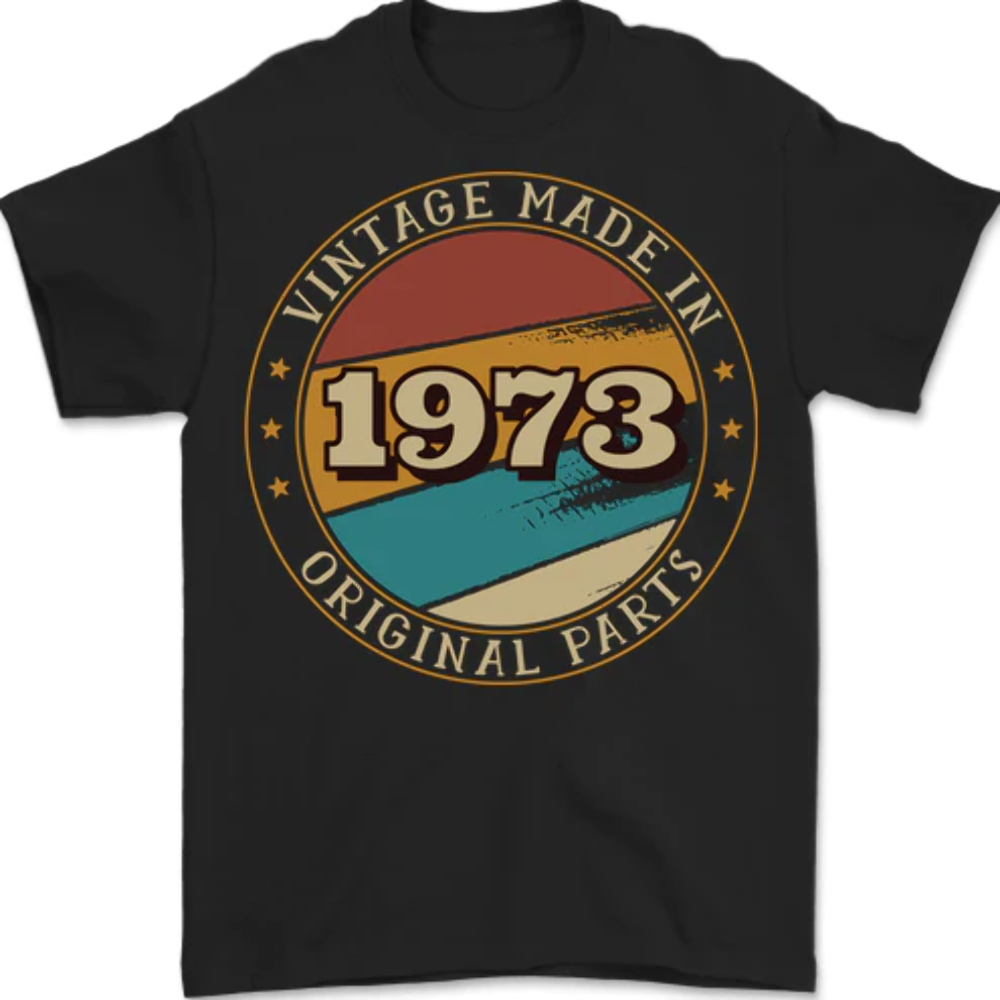 50th Birthday Vintage Made In 1973 Mens T-Shirt 100% Cotton